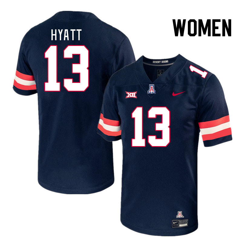 Women #13 Devin Hyatt Arizona Wildcats Big 12 Conference College Football Jerseys Stitched-Navy